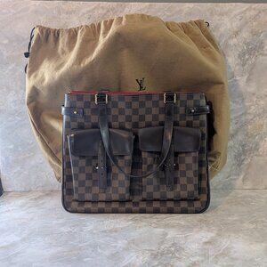LOUIS VUITTON Damier Ebene Uzes Tote with Dust Bag